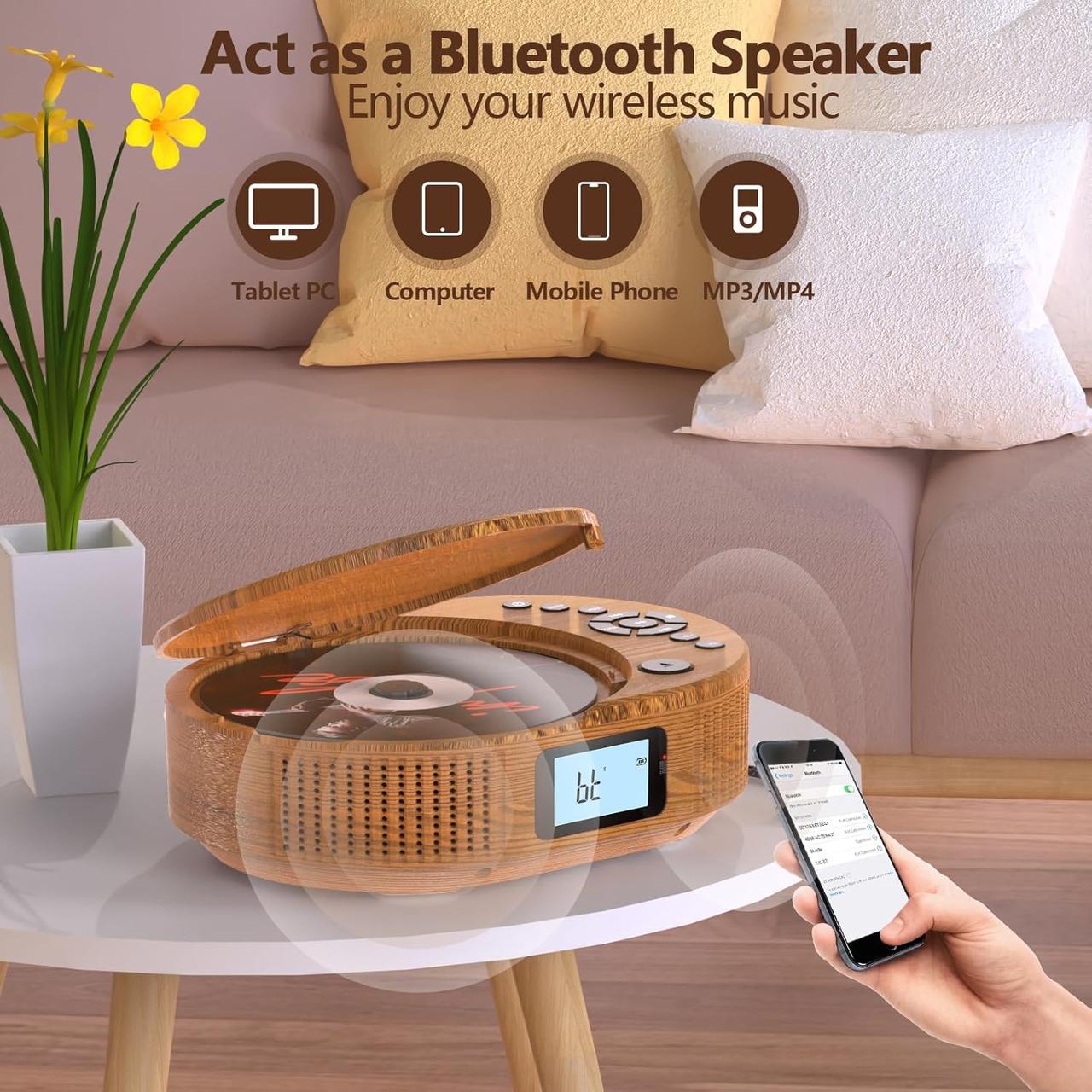 Програвач CD/MP3 Arafuna з FM-радіо Bluetooth AUX із вбудованим акумулятором та динаміками - фото 6 Програвач CD/MP3 Arafuna з FM-радіо Bluetooth AUX із вбудованим акумулятором та динаміками - фото 6