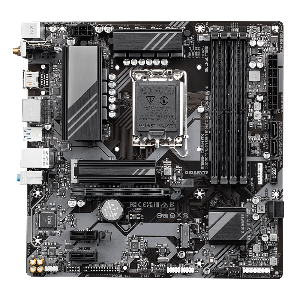 Материнська плата Gigabyte B760M DS3H AX LGA1700 DDR5 B760 чіпсет Wi-Fi 6 MicroATX 4 слота пам'яті (597541)