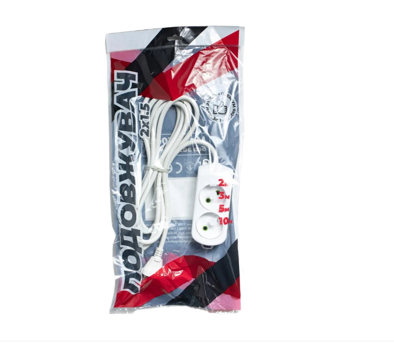 Подовжувач 2 гнізда 2 м МЕГАтек ПВС 2x1,5 м (НФ-00002513) - фото 1