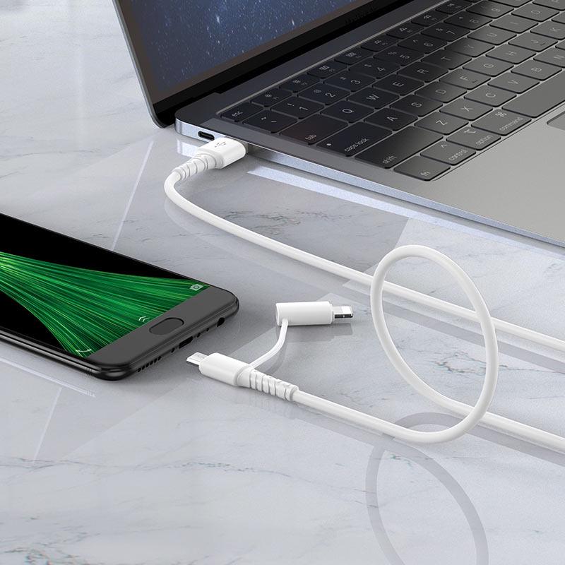 Кабель Hoco X54 Cool dual 2в1 Micro/Lightning White - фото 2
