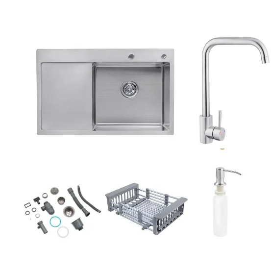 Мийка Kroner 7849RHM права та змішувач для кухні Kroner KRP Edelstahl Klassisch-ESG037