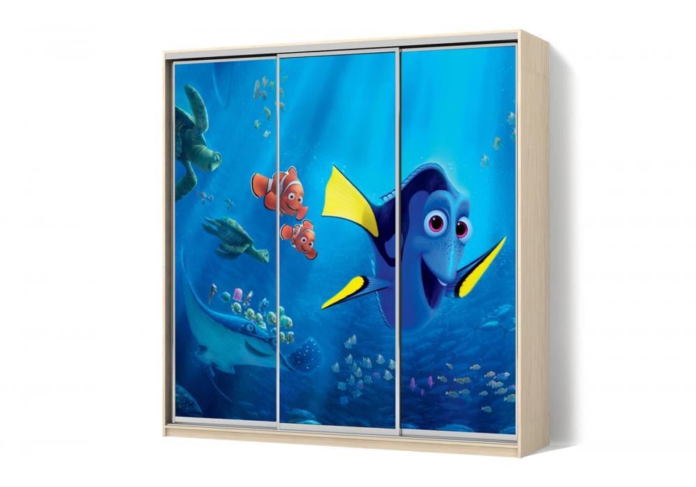 Шкаф-купе Luхe 3 двери ФМП/ФМП/ФМП рисунок De020 CLS-IV 2400х2200х450 мм Дуб молочный (38217)