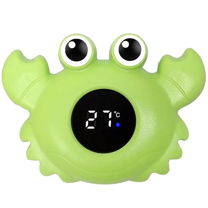 Термометр для ванной детский UChef BT-02 для измерения температуры воды в форме краба Зеленый