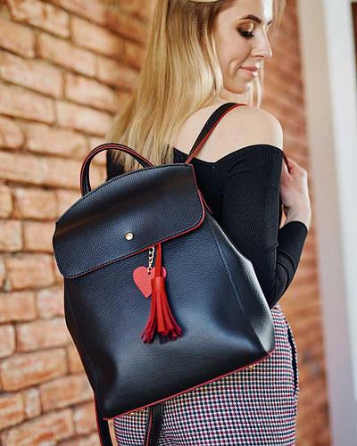 Женская сумка-рюкзак Welassie Сердце на два отделения из экокожи Синий (1780855366)