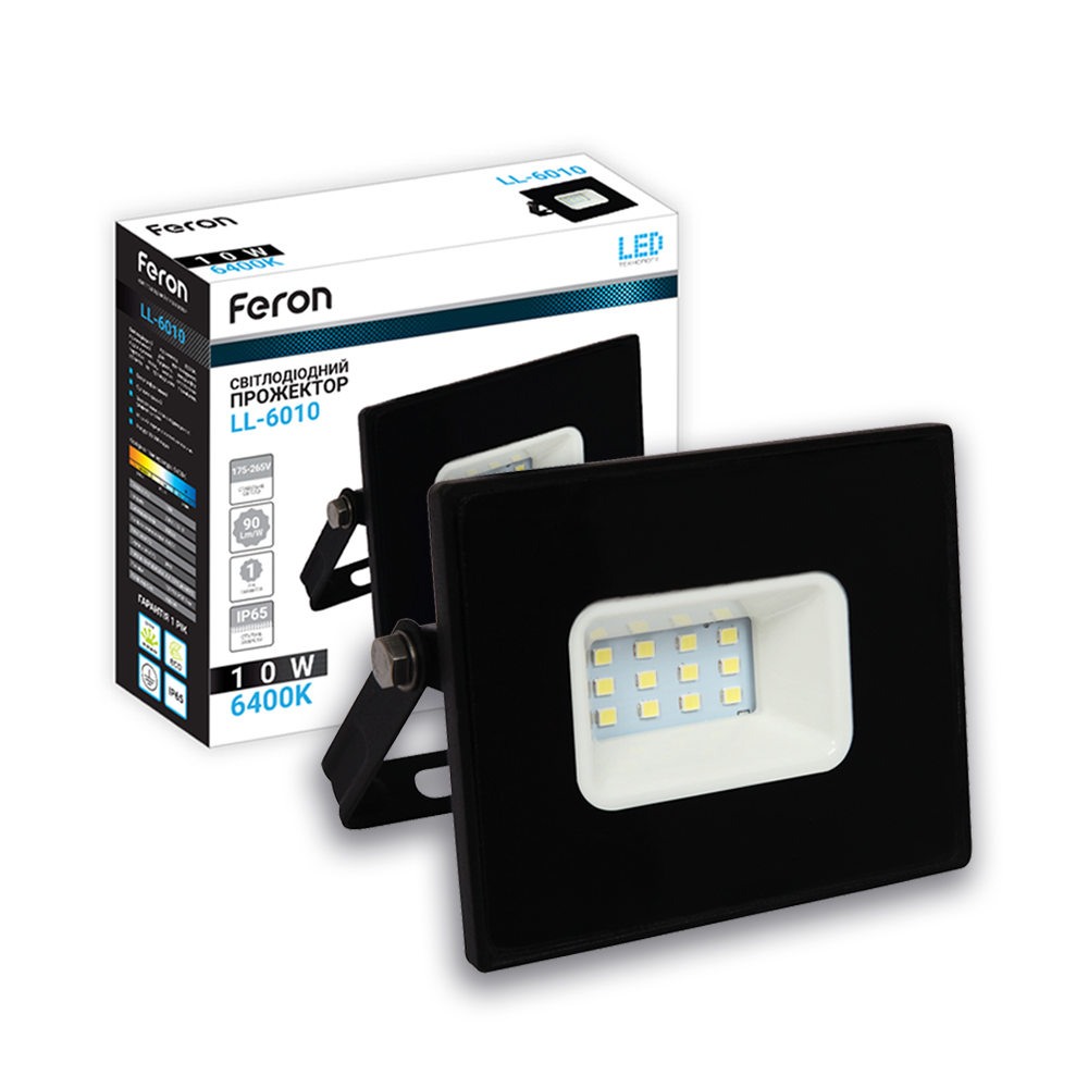 Прожектор світлодіодний Feron LL-6010 10W Чорний Прожектор світлодіодний Feron LL-6010 10W Чорний
