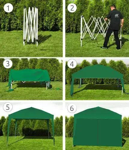 Павільйон садовий саморозкладний 4 стінки міцна конструкція 3х3 м Зелений - фото 8
