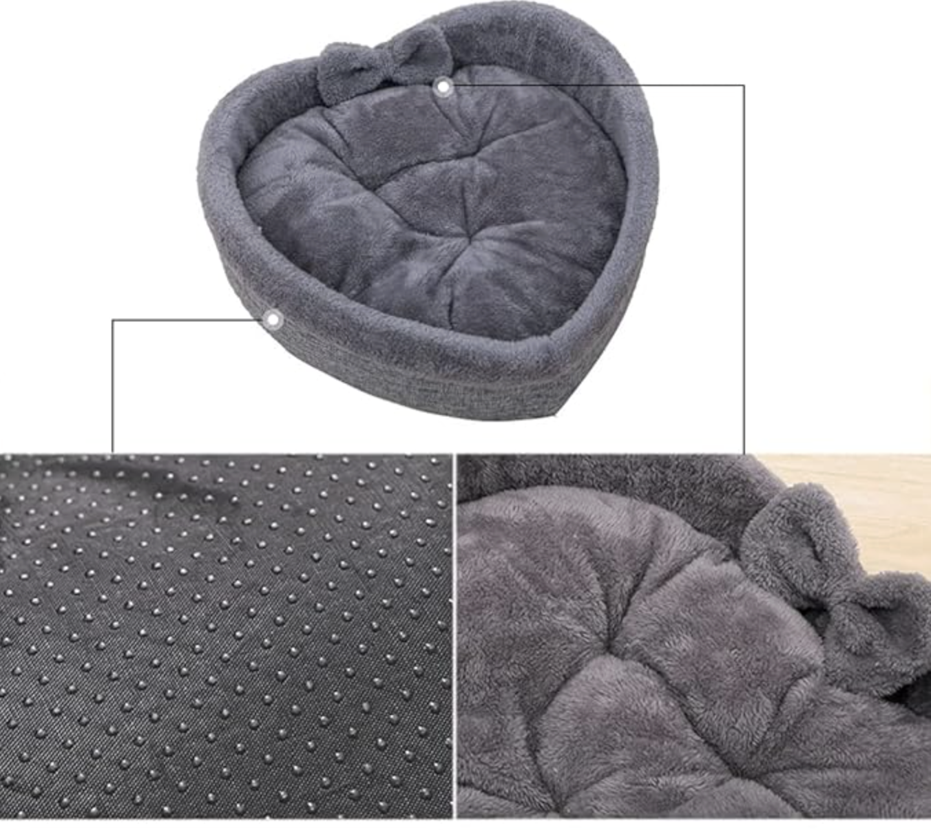 Лежак у формі серця з плюшевою подушкою - фото 2 Лежак у формі серця з плюшевою подушкою - фото 2