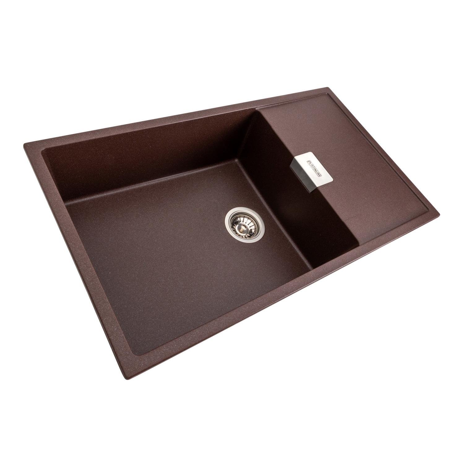 Мийка кухонна Platinum PLS-A39167 гранітна прямокутна 860x500 мм Коричневий (25960332) - фото 2 Мийка кухонна Platinum PLS-A39167 гранітна прямокутна 860x500 мм Коричневий (25960332) - фото 2