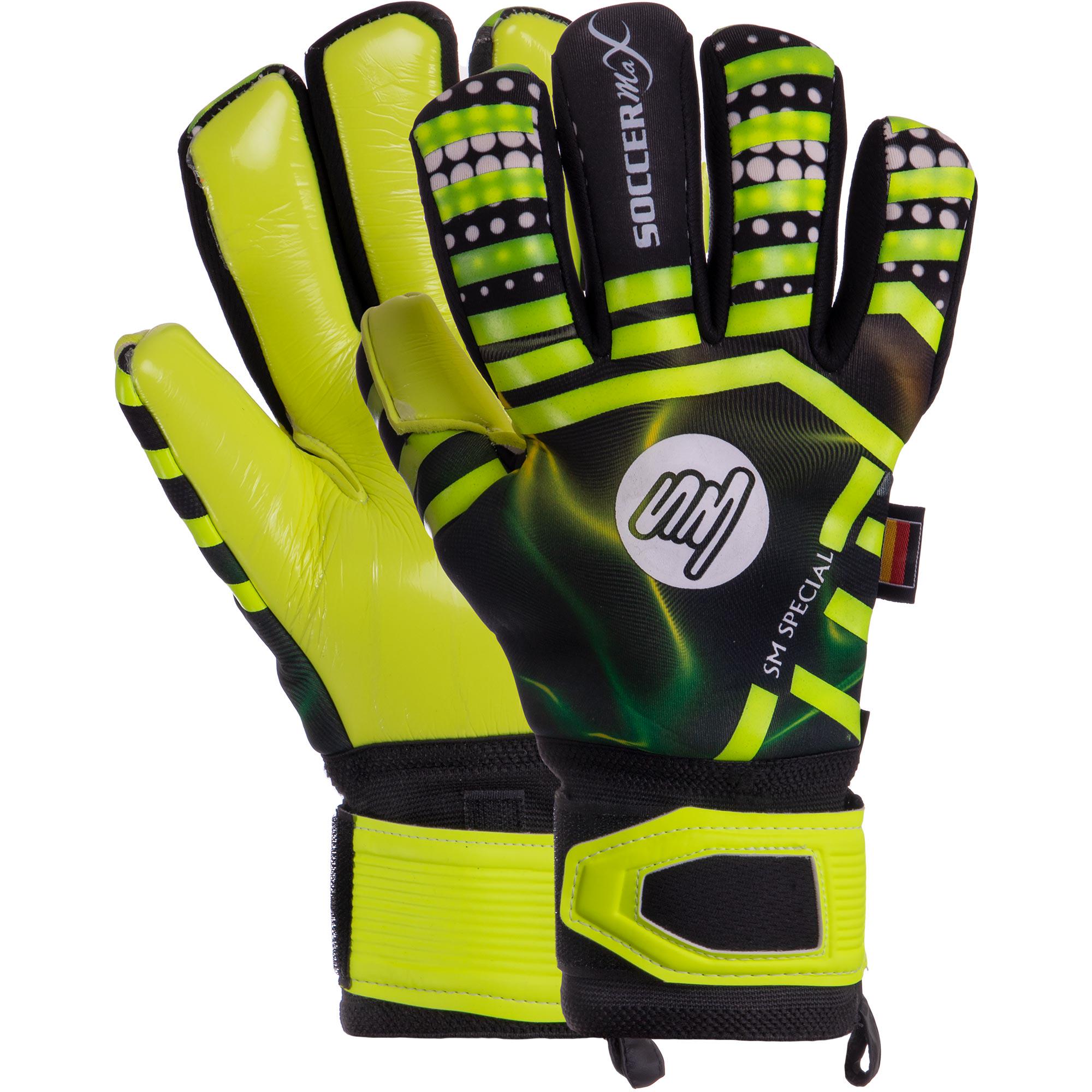 Перчатки вратарские Zelart SOCCERMAX GK-004 р. 9 Желтый/Черный/Салатовый (DR007756) - фото 1