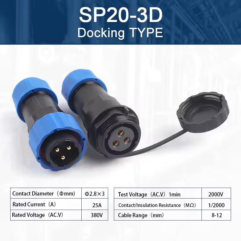 Роз'єм герметичний SP20 3D-F-M 3pin 25А IP68 (2667603183) - фото 5 Роз'єм герметичний SP20 3D-F-M 3pin 25А IP68 (2667603183) - фото 5