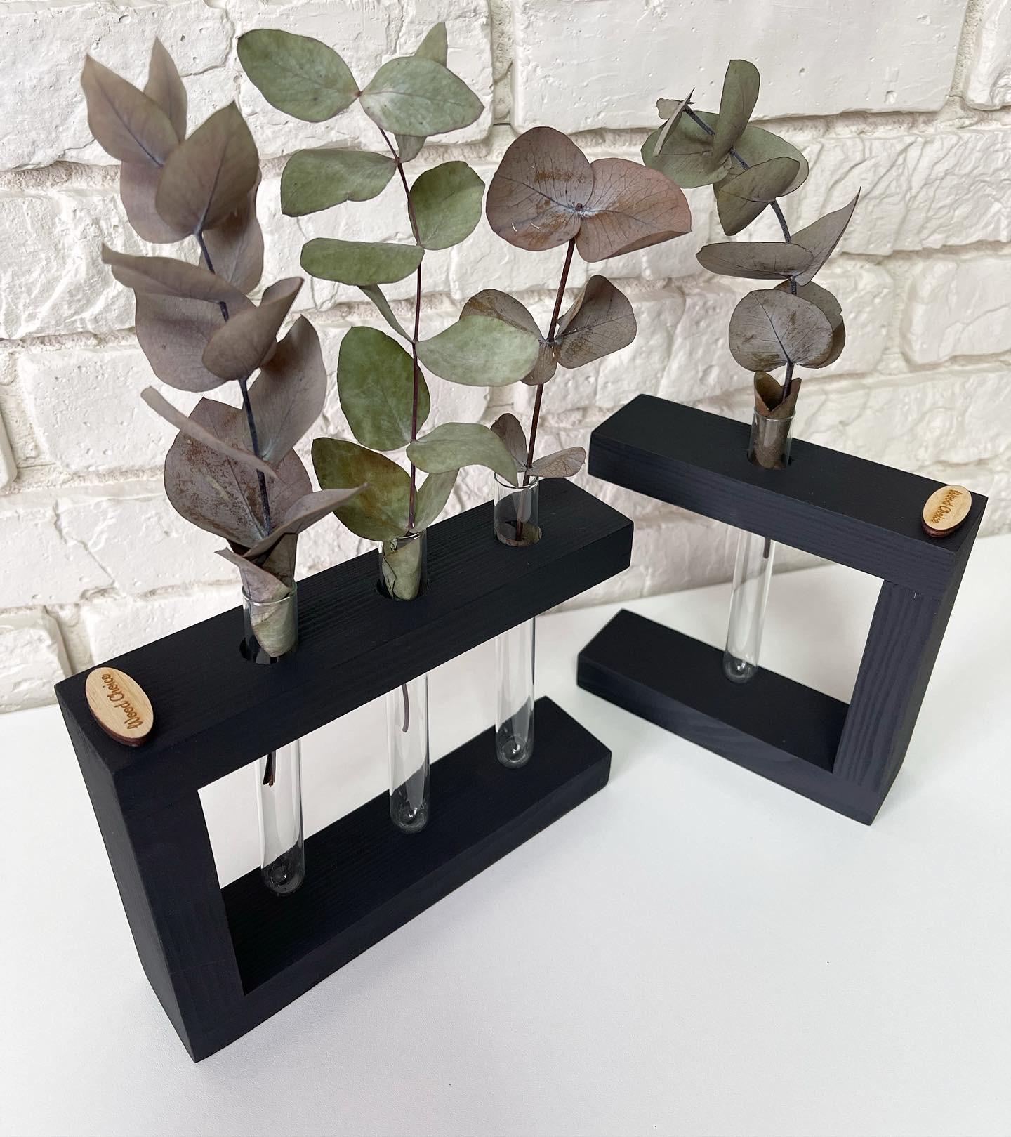 Ваза із пробірками для квітів міні 20х15 3 шт. Чорний - фото 2 Ваза із пробірками для квітів міні 20х15 3 шт. Чорний - фото 2