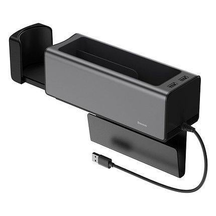 Органайзер автомобільний між сидіннями Baseus Deluxe Metal Armrest Console dual USB supply CRCWH-A01 Black