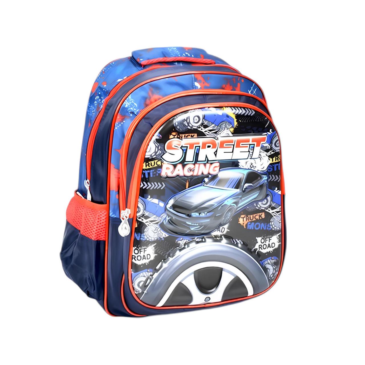 Детский рюкзак FG240502001A с тремя отделениями и принтом машины Синий Детский рюкзак FG240502001A с тремя отделениями и принтом машины Синий