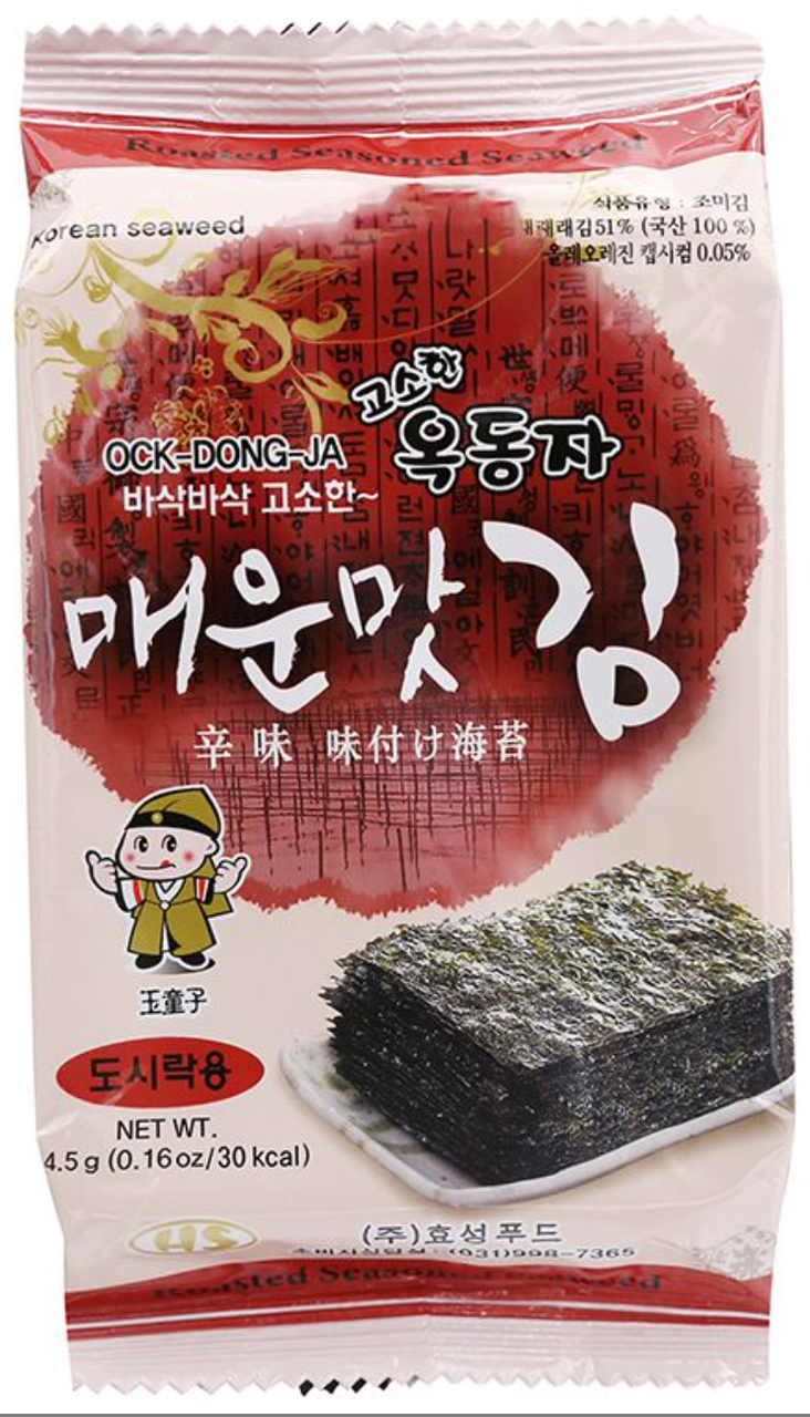 Чипсы нори Ock Dong Ja с острыми специями 4,5 г (2251534511)