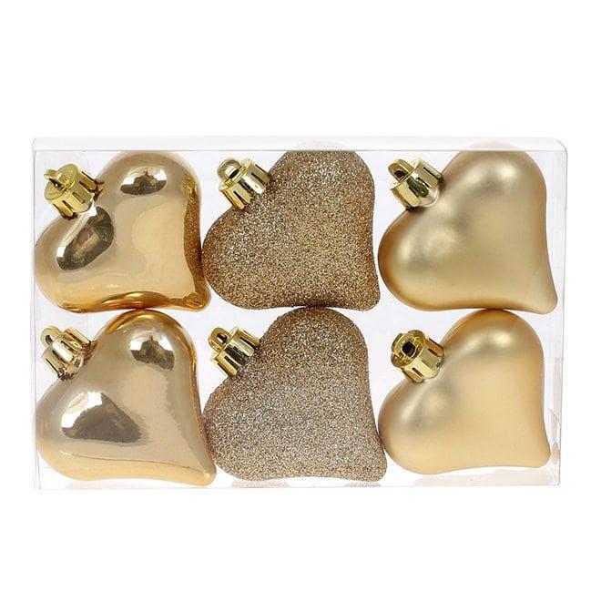 Набор пластиковых новогодних украшений Сердце 6 шт. d 6 см (13047)