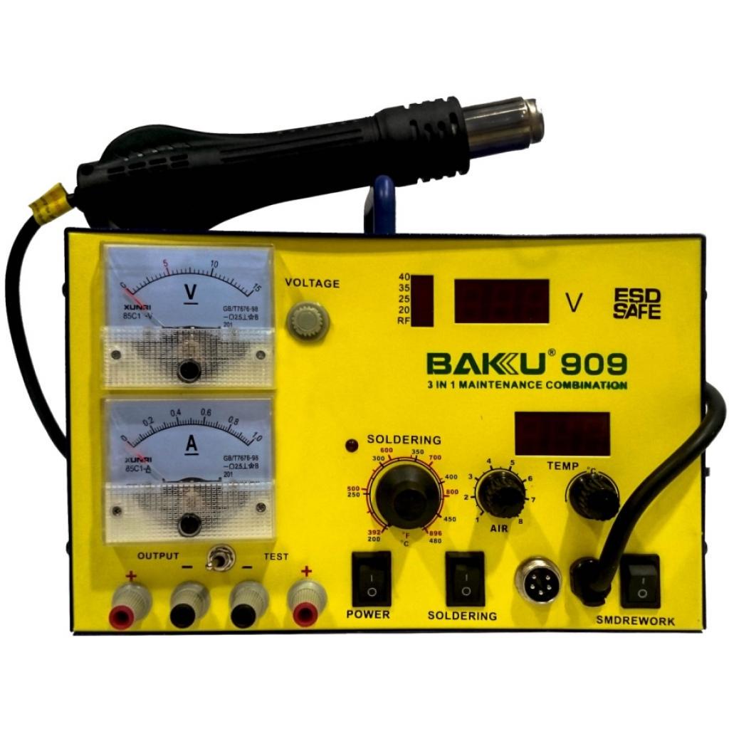 Паяльная станция BAKKU BK-909 БЖ 0-15В 1А цифровая индикация с паяльником и феном 320х298х238 мм 4,8 кг (DR011231)