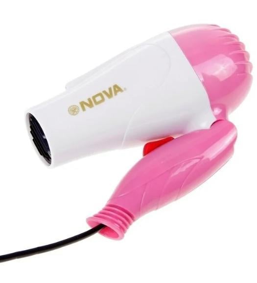 Фен дорожный складной nova 1000W Розовый (4965)