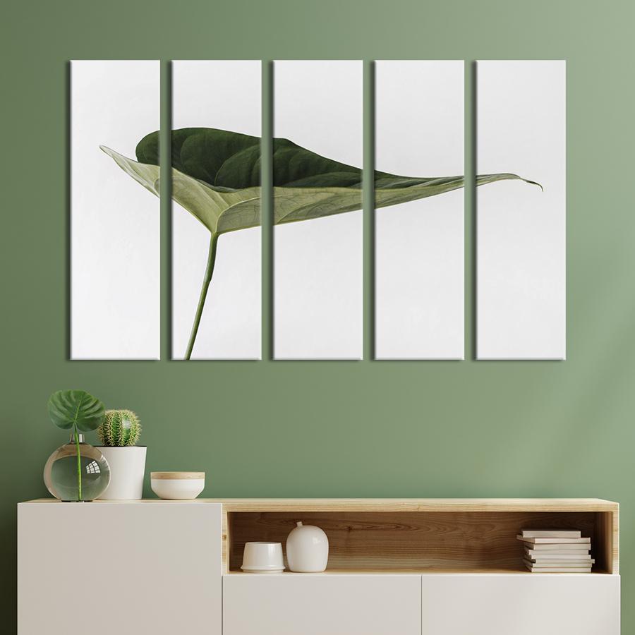 Картина на холсте Одинокий лист на белом фоне 155x95 см (990-51)