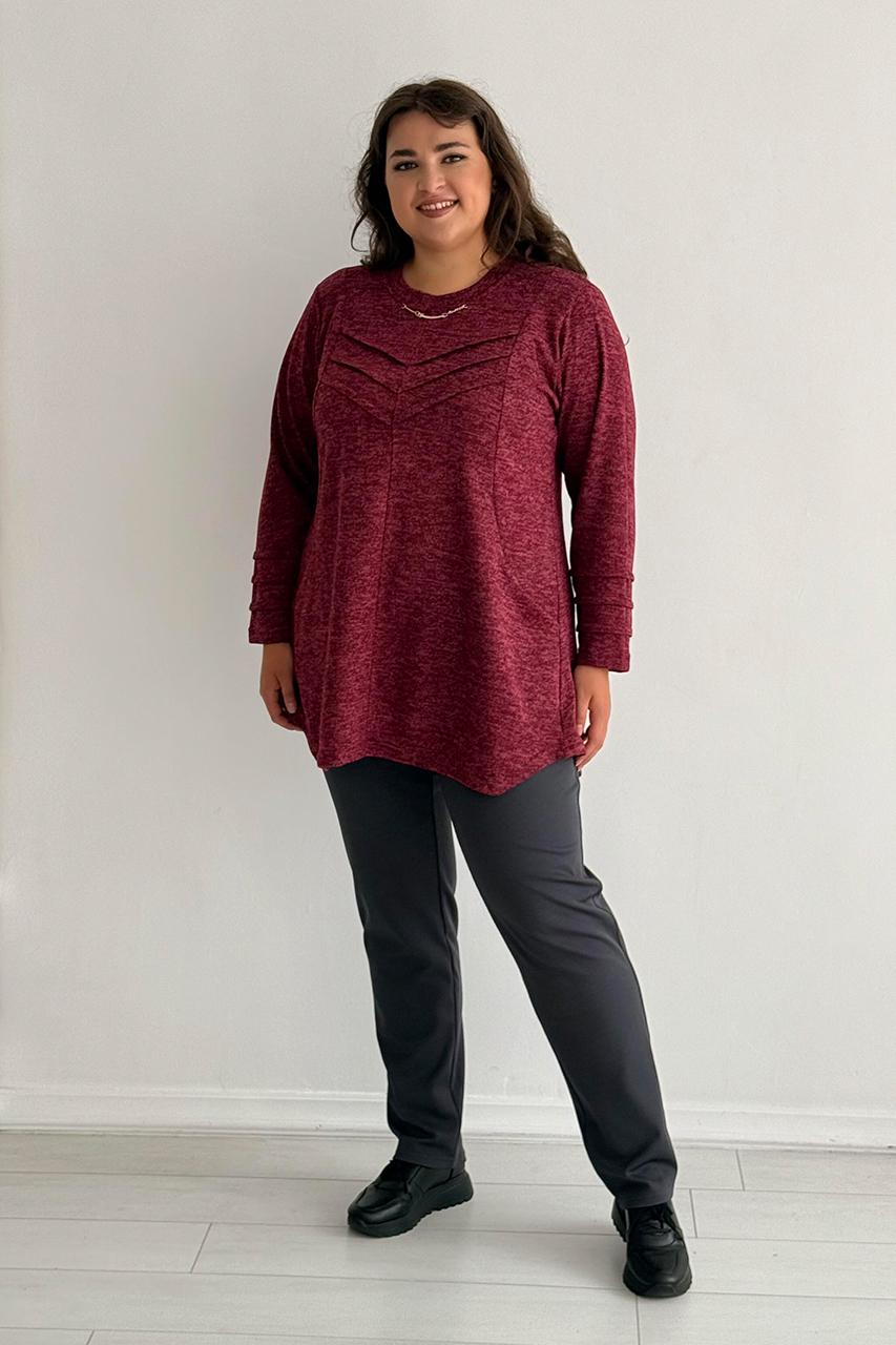 Туніка жіноча батал PANNI Божена м'який трикотаж р. 56-58 Бордовий (Р2508252252) - фото 4 Туніка жіноча батал PANNI Божена м'який трикотаж р. 56-58 Бордовий (Р2508252252) - фото 4