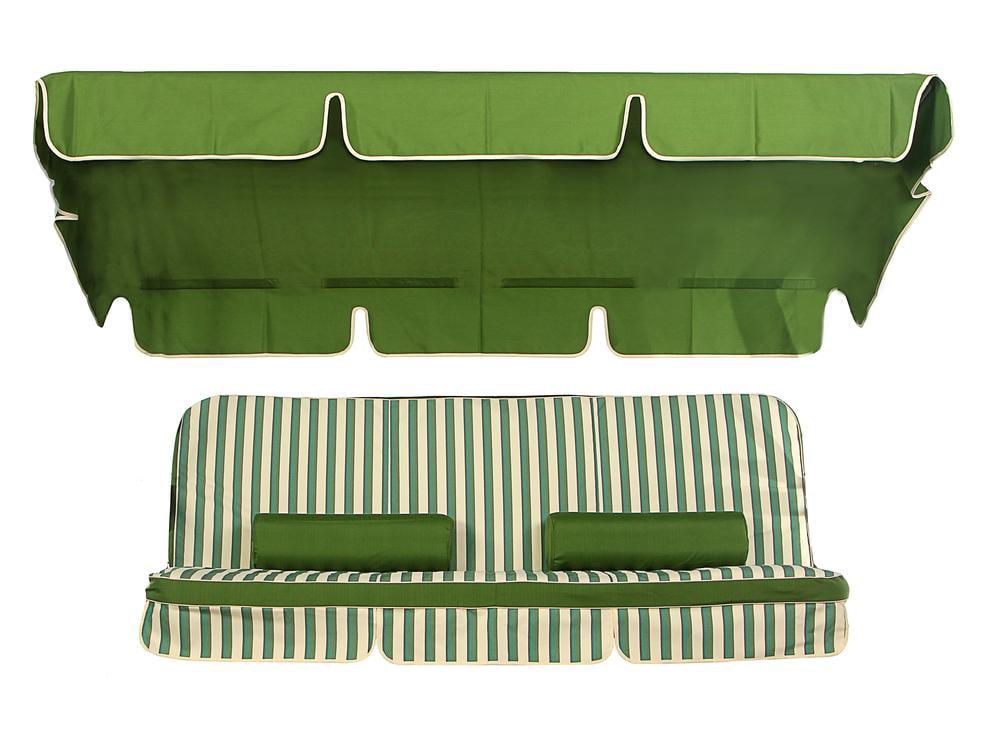 Комплект м'який до гойдалки Ost-Fran King teksilk Бежево-зелені смужки (2688) - фото 1 Комплект м'який до гойдалки Ost-Fran King teksilk Бежево-зелені смужки (2688) - фото 1