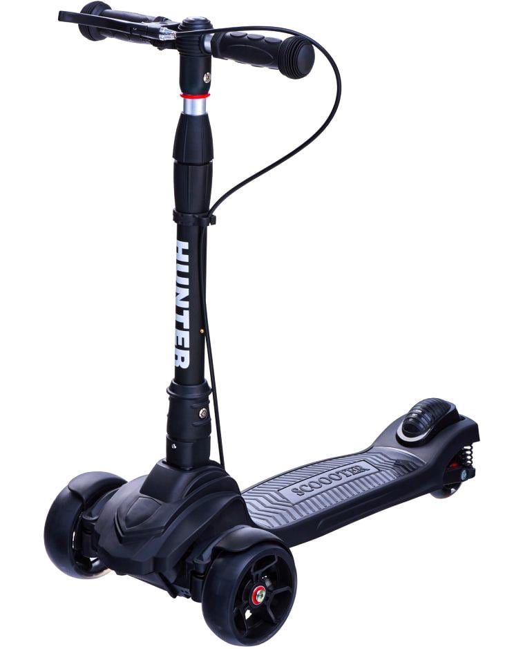 Самокат детский трехколесный Maraton Hunter с ручным тормозом и регулируемой ручкой Черный (37b32762)