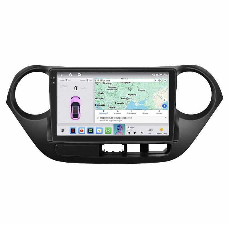 Автомагнитола штатная Lesko для Hyundai i10 II 2013-2016 4/64 QLED CarPlay 4G Wi-Fi GPS Prime 9" (22391919)