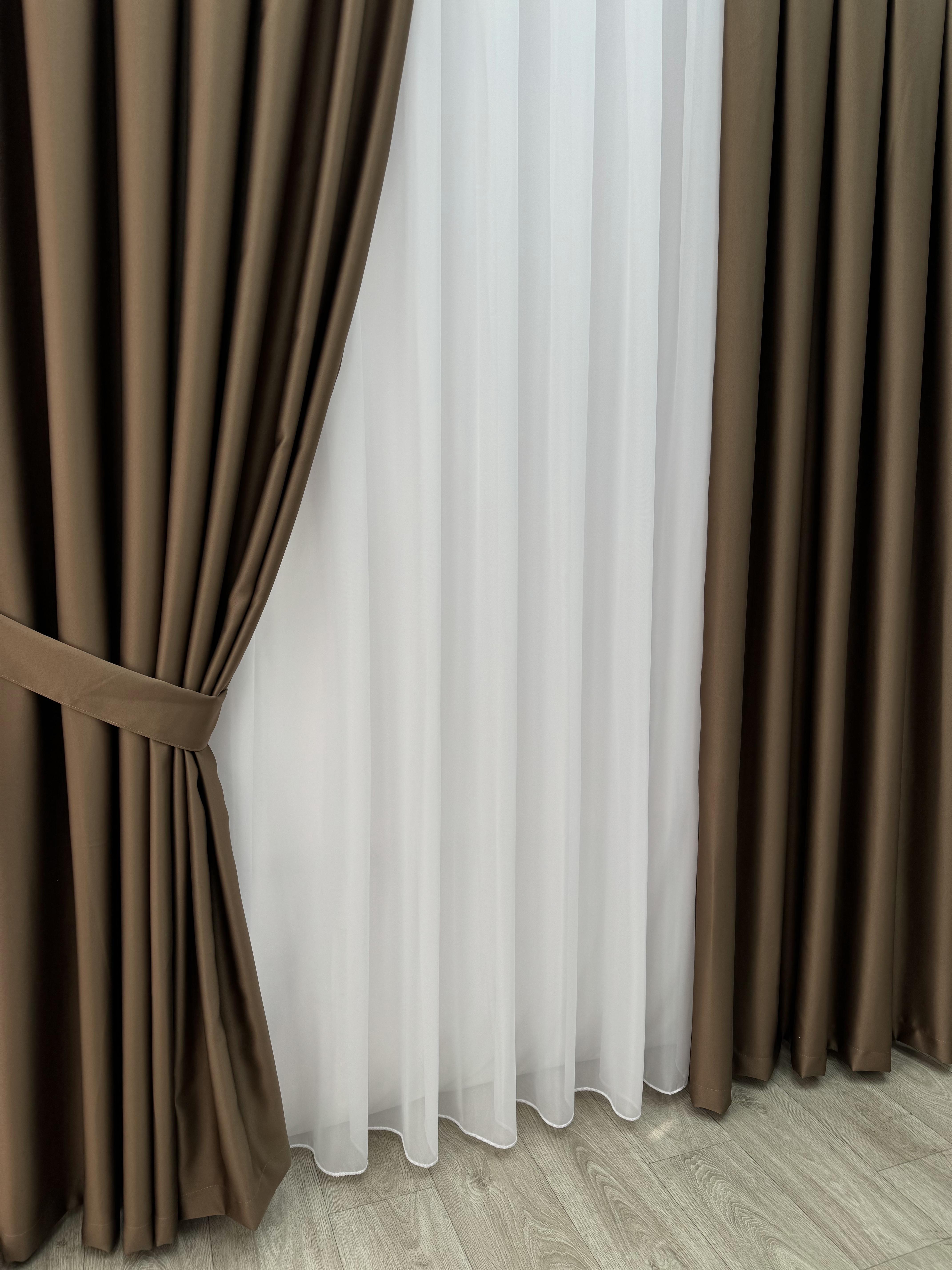 Штора блекаут на тесьме 6 см 300х260 см Коричневый (11909416) - фото 9