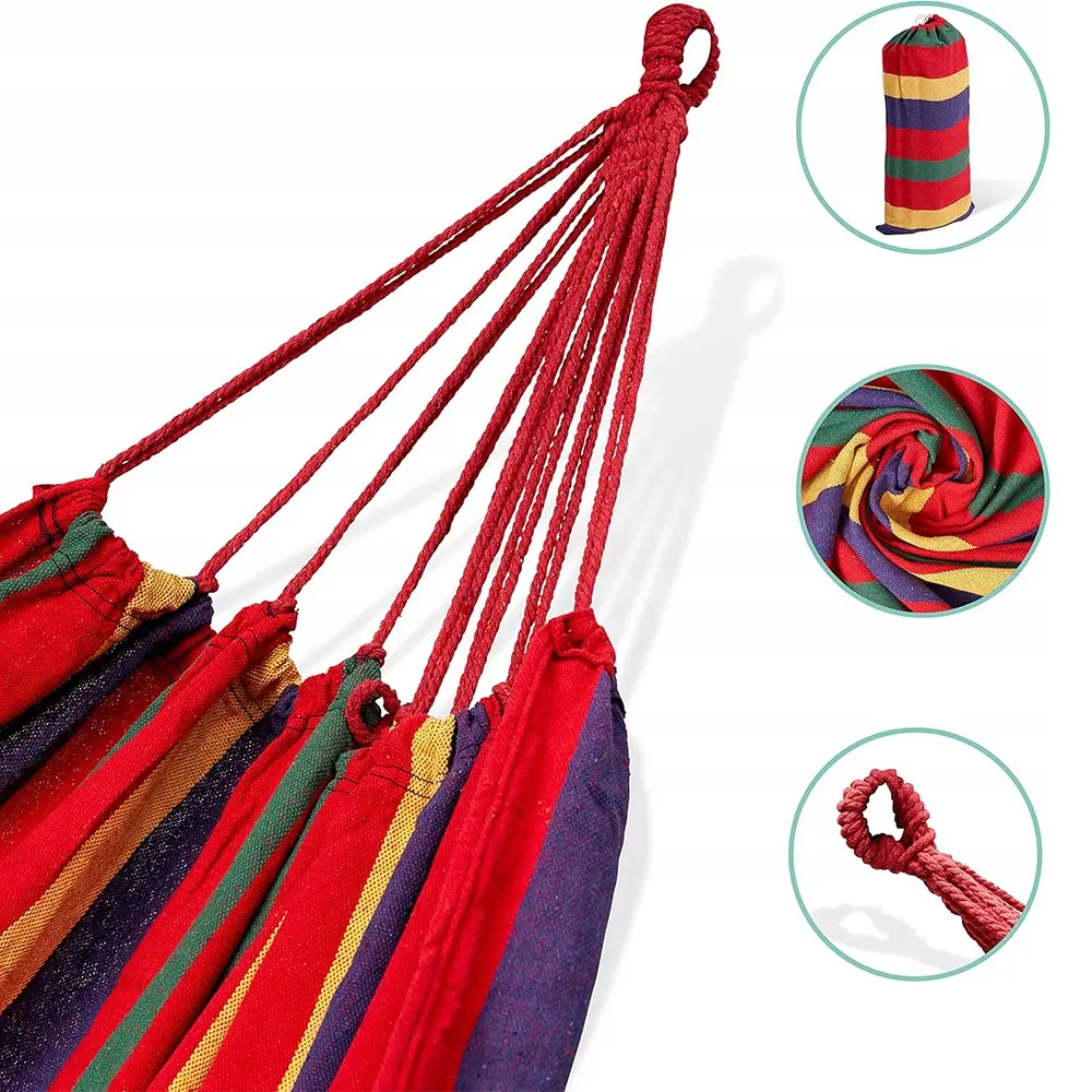 Гамак двомісний Bonro B-091 підвісний тканинний з чохлом 270х150 см до 120 кг Червоний (21-76-42400536) - фото 2