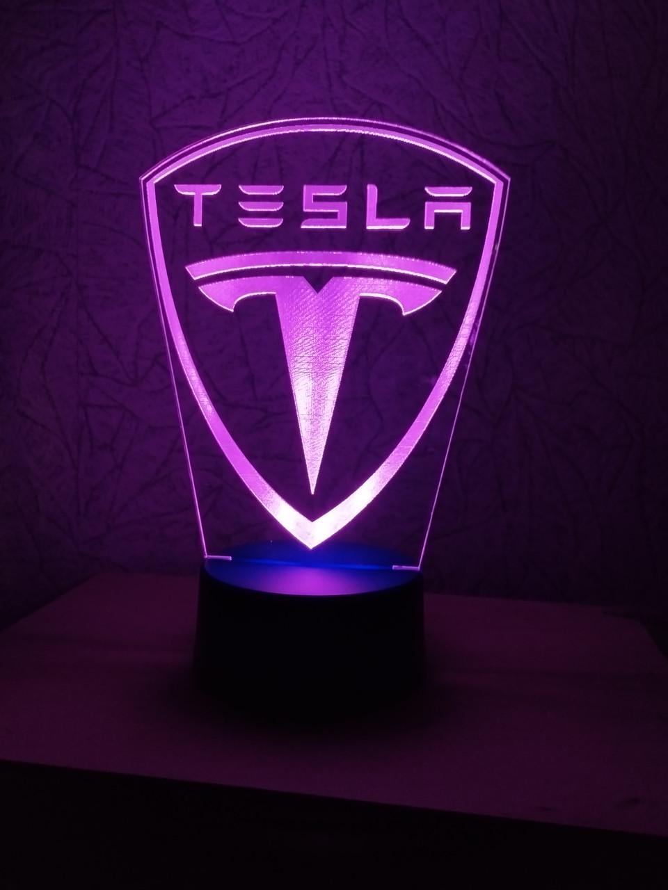 3d-ночник Tesla Лого несколько подсветок/на батарейке (2018091078)