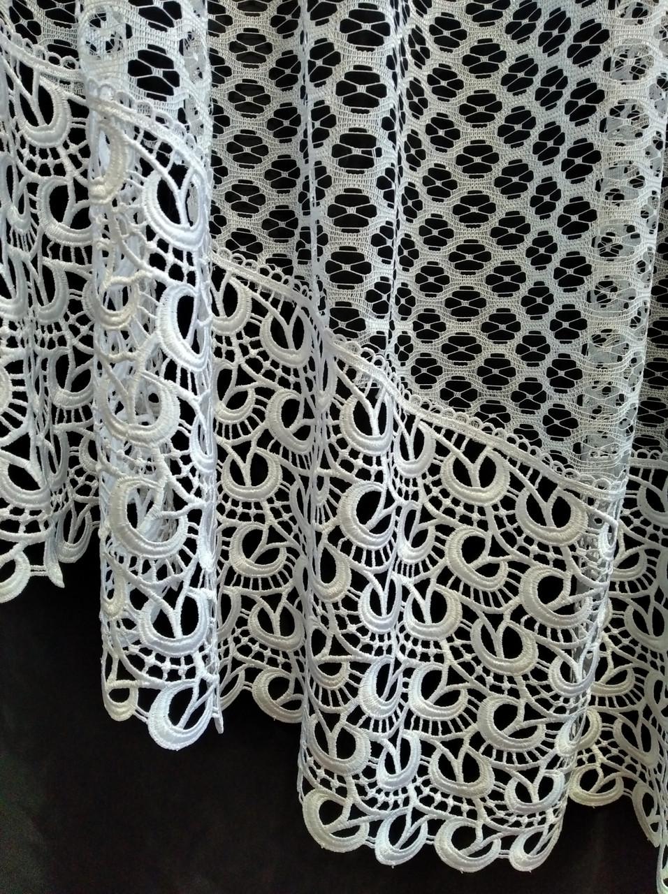 Фіранка Арка на сітці соти з мереживом кільця 280х180 см Білий (а30б-07) - фото 2
