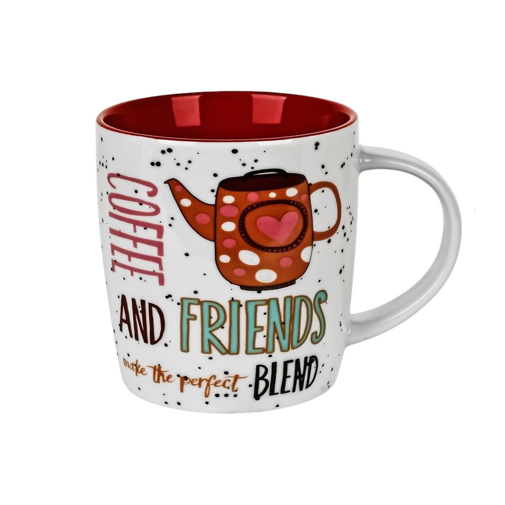 Чашка Stenson Coffee керамика с красным рисунком 350 мл Белый (617794)