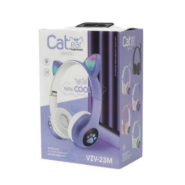 Наушники беспроводные Cat Ear VZV-23M Bluetooth с RGB подсветкой и кошачьими ушками Синий - фото 5