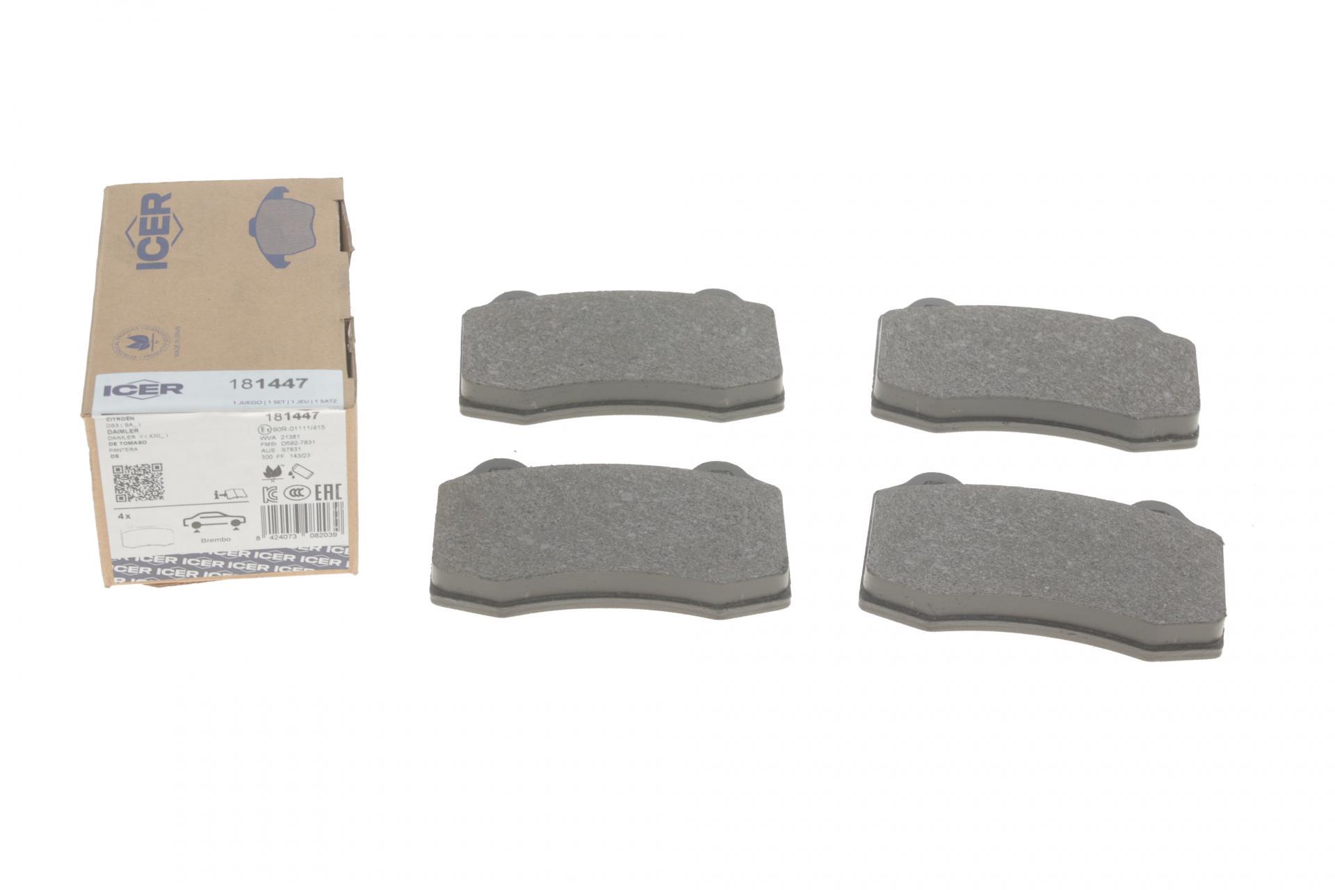 Колодки тормозные передние/задние ICER 181447 Peugeot 208 12-19/Seat Ibiza II 00-02/Volvo S60/V70 II 02-10