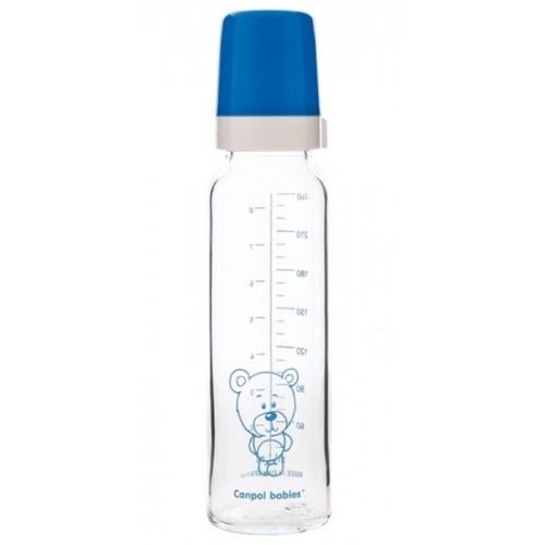 Пляшка Canpol Babies 42/101 скляна із силiконовою соскою 240 мл Синій