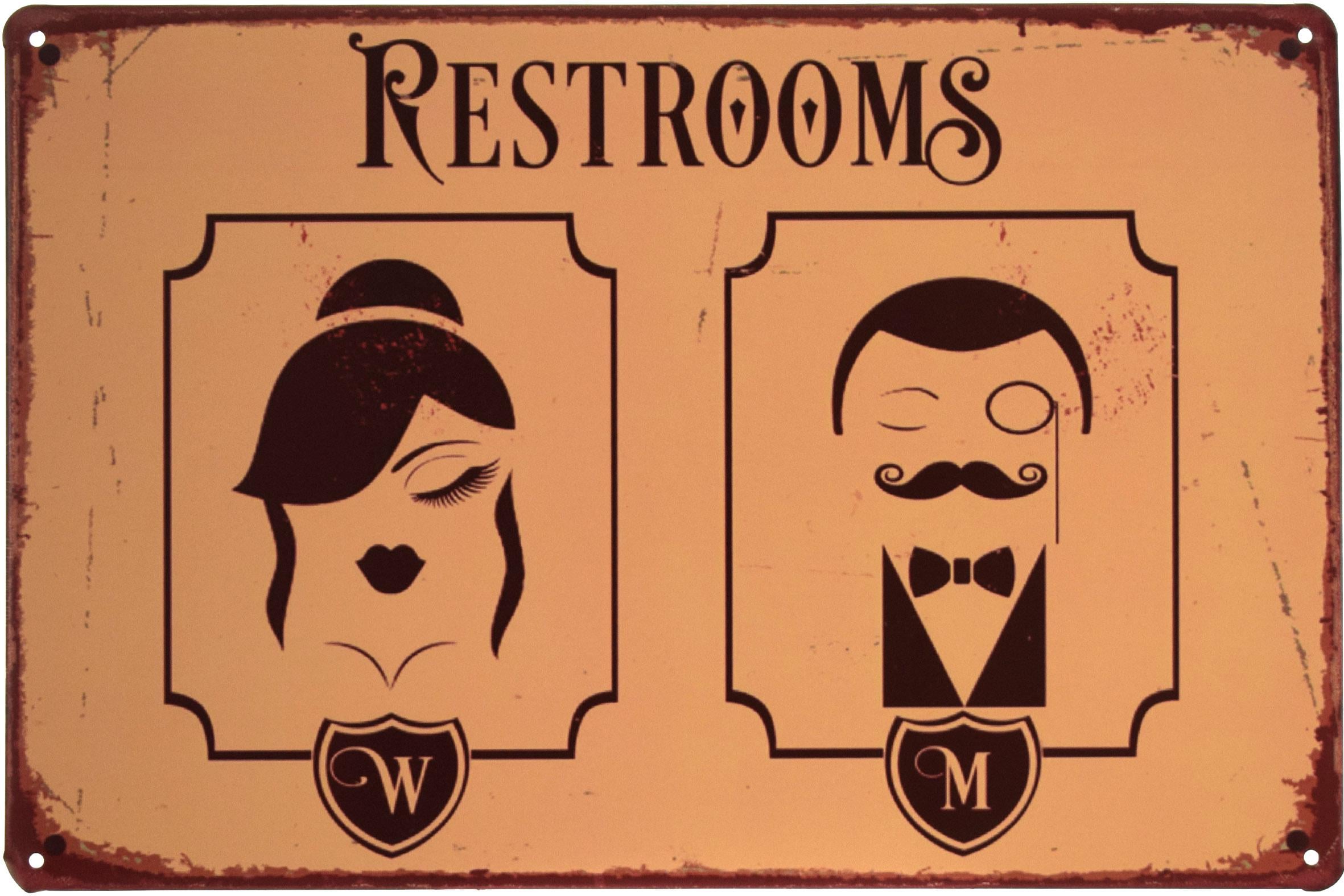 Табличка металева Вбиральні/Restrooms 20x30 см