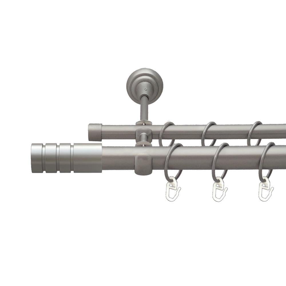 Карниз металевий Orvit Модуло дворядний відкритий/гладка труба/кільце металеве Сатин 25/16 мм 240 см (00-00026087)