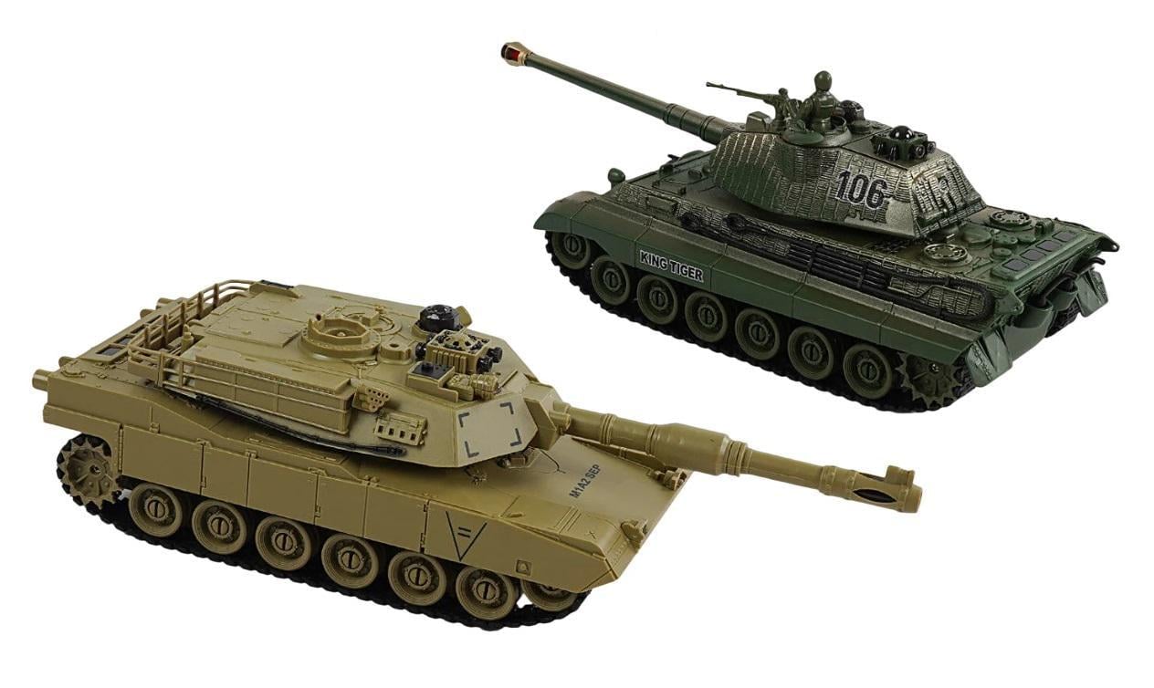 Набор для танкового боя на радиоуправлении Battle Tanks аккумуляторы 4,8 V/пульты 2,4 GMHz/со звуковыми эффектами/подвижная башня Хаки (36820)