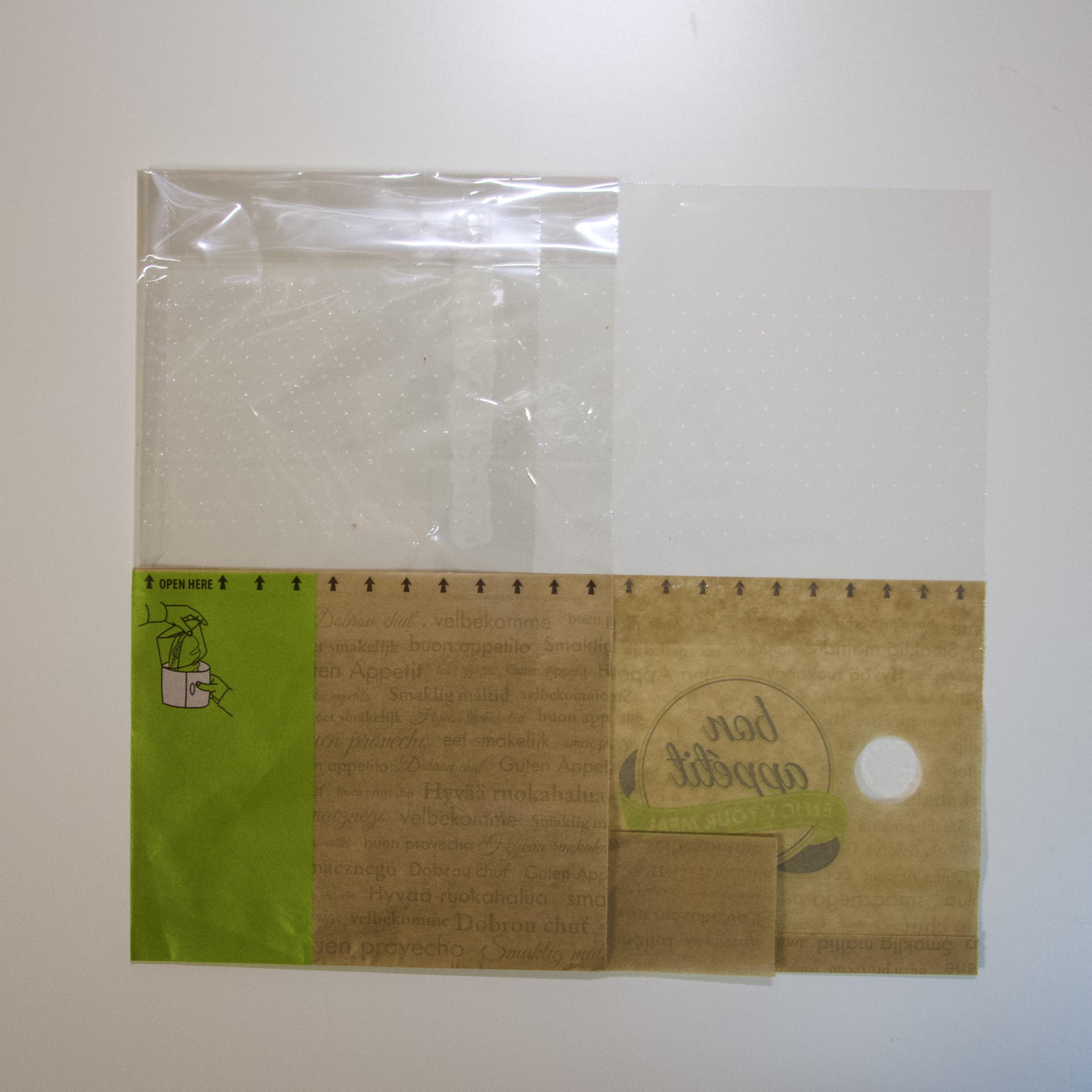 Пакет бумажный для фаст-фуда жиростойкий с окном 215x75x130/230 мм крафт 40 шт.