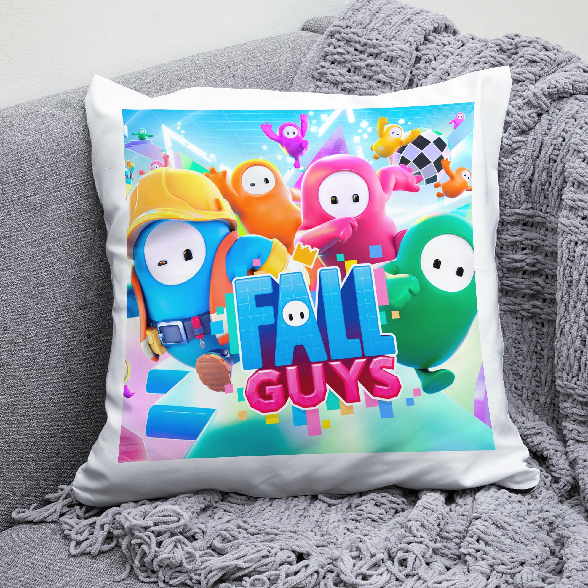 Плюшева подушка квадрат з принтом гри Fall Guys
