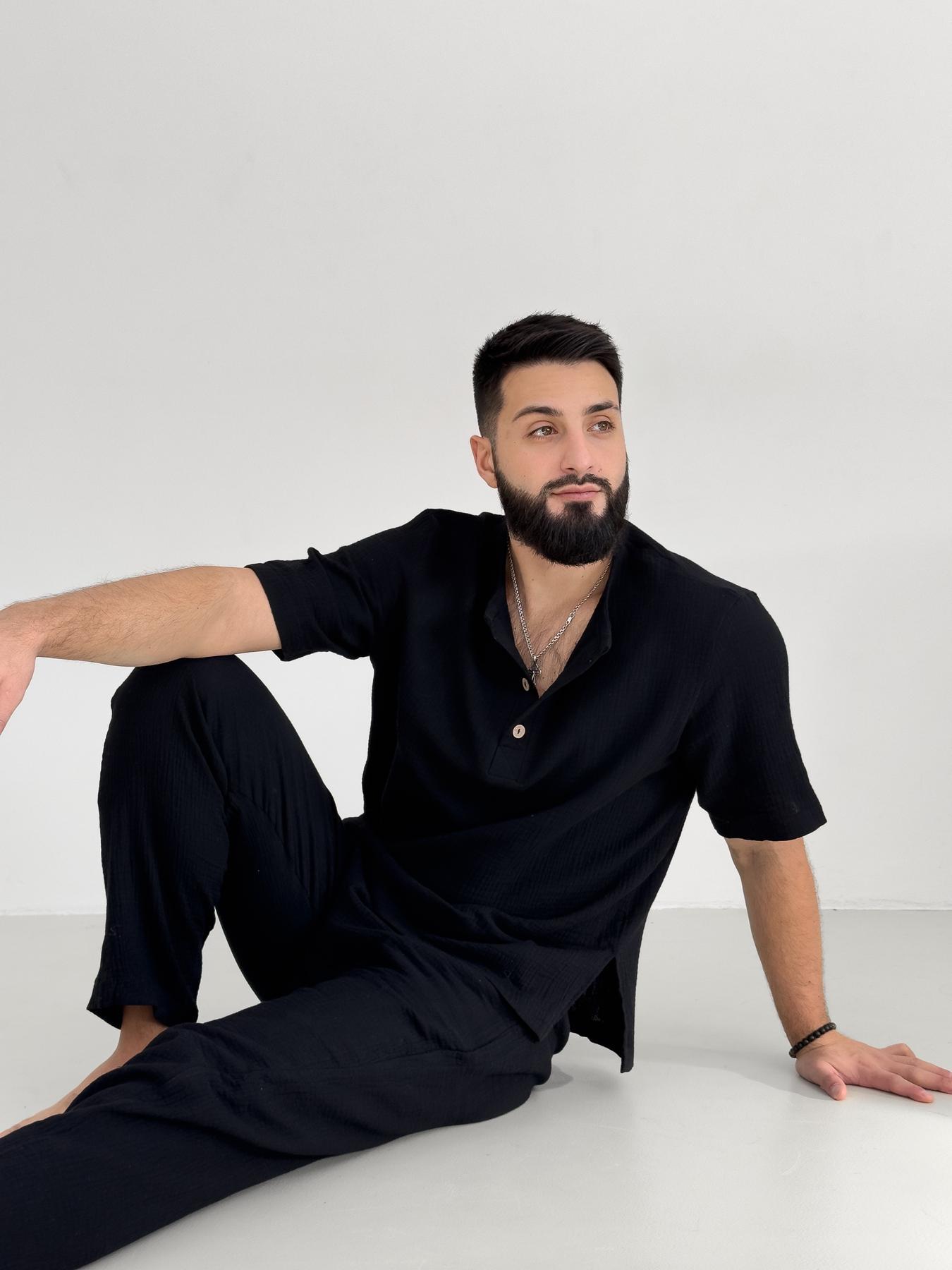 Пижама мужская COSY Capri из муслина L Черный (MC1B) - фото 7