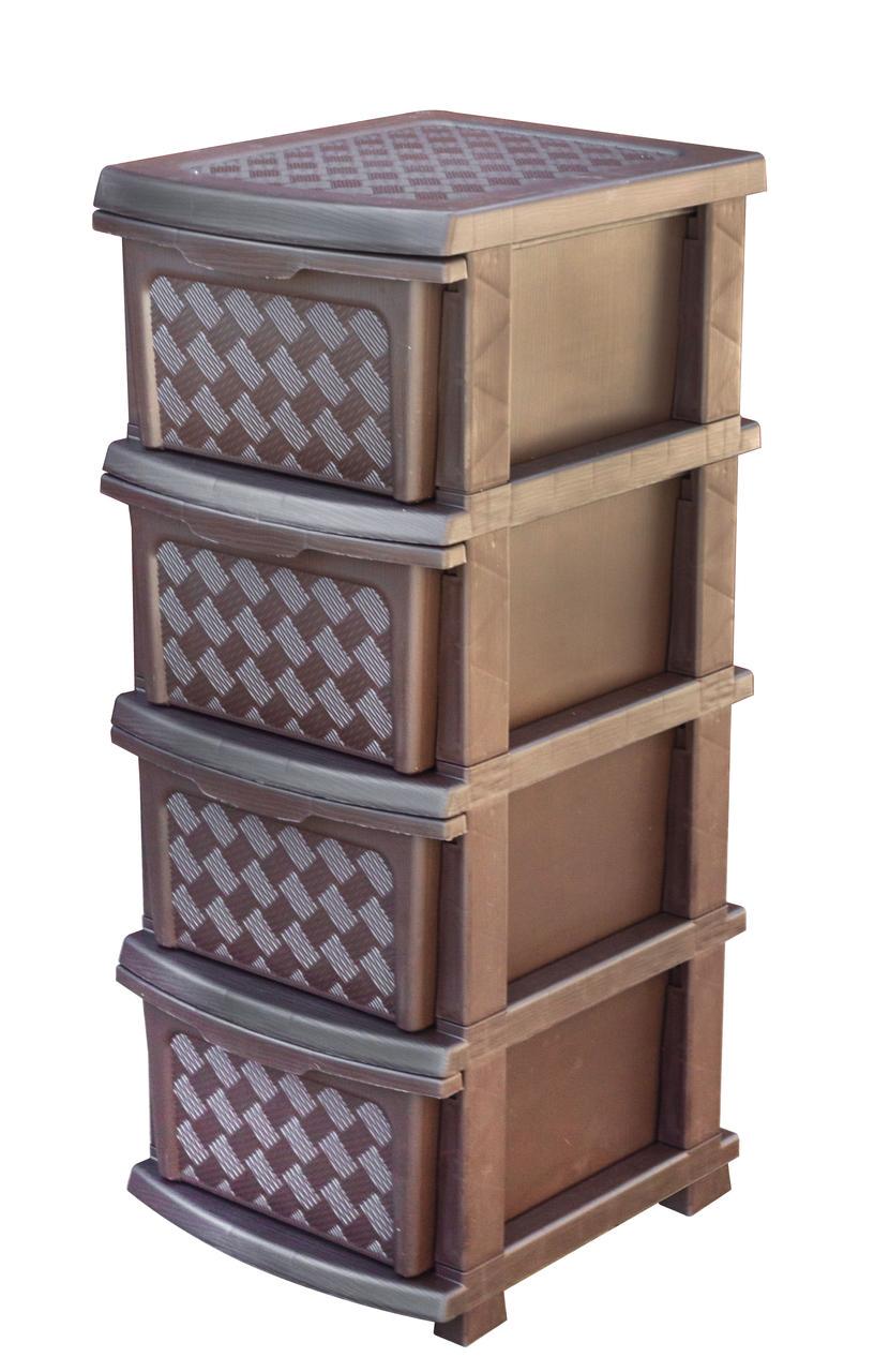 Комод пластиковый R-Plastic 04011 Компакт на 4 ящика 86x40x34 см Коричневый (5157-КР) Комод пластиковый R-Plastic 04011 Компакт на 4 ящика 86x40x34 см Коричневый (5157-КР)