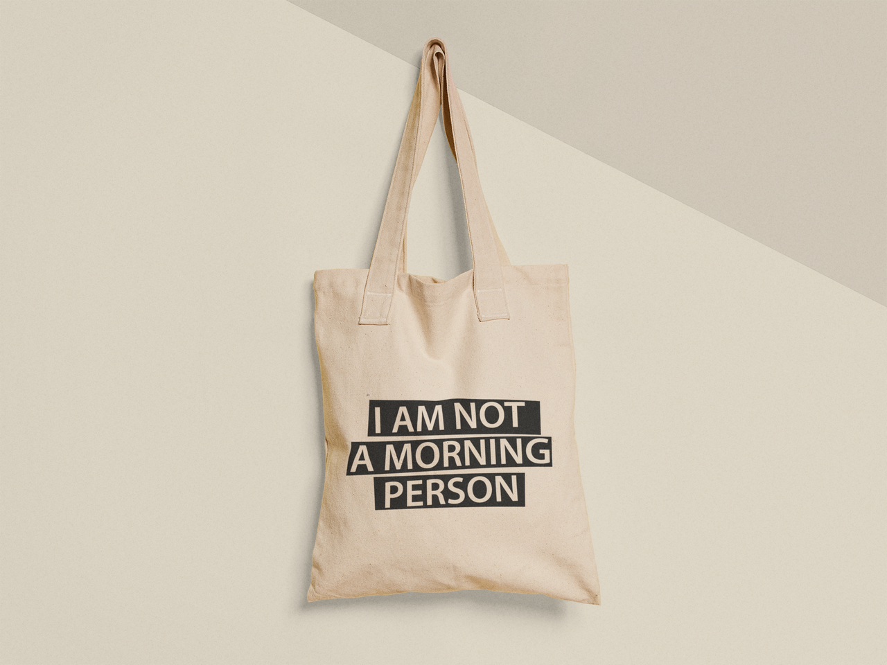 Эко-сумка шоппер с принтом "I am not a morning person" 38х40 см Бежевый (ПН423-Т)