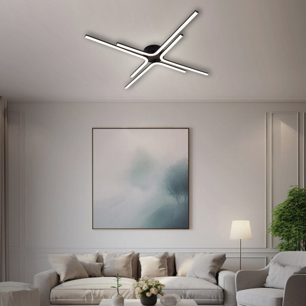 Люстра керована світлодіодна ESLLSE ESTA 70 Вт 4DL 780x60 мм Чорний (10611) - фото 4