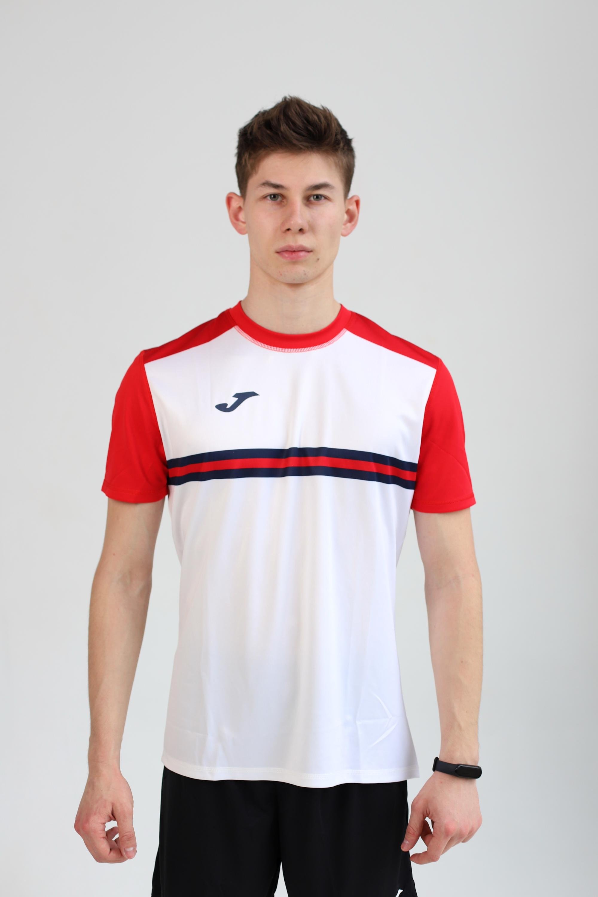 Футболка Joma 102852.206 Hispa Iv Short Sleeve T-Shirt M White/Red (8445456397557) - фото 1