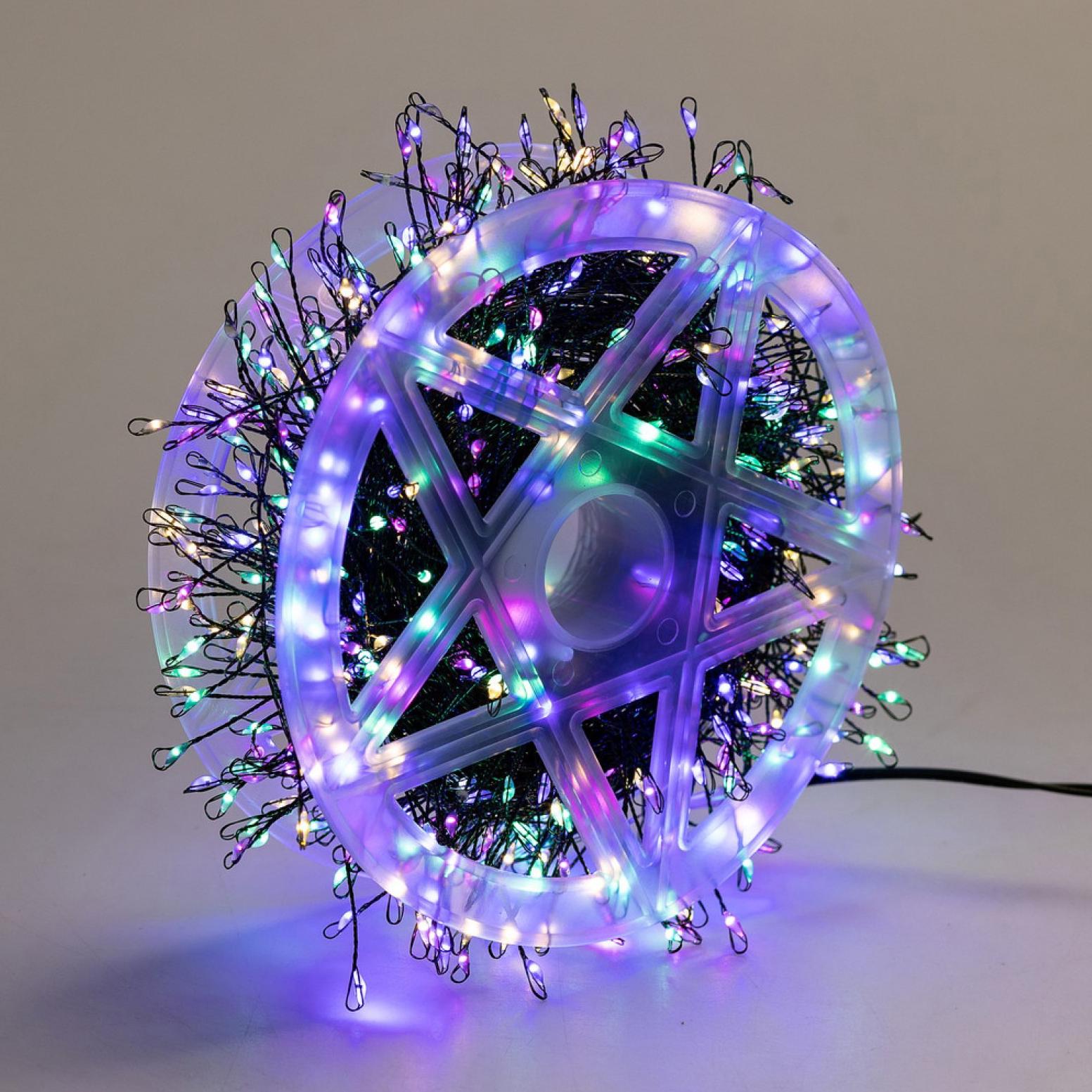 Гирлянда мишура на елку Роса 10 м с пульто м 300LED от USB и сети 220 В зеленый провод 8 режимов RGB