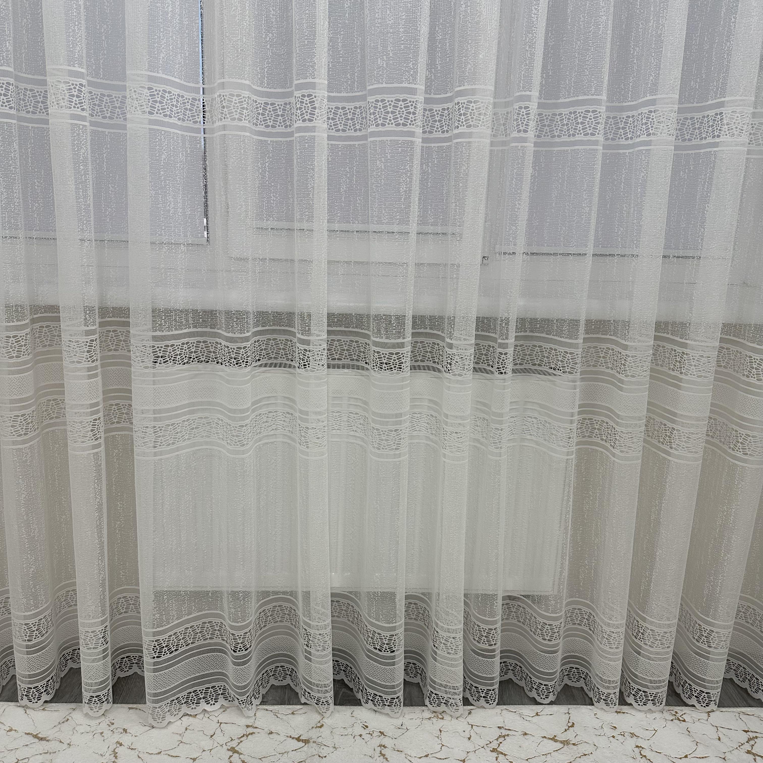 Тюль жаккард готова з візерунком 300х270 см на тасьмі 6 см 2 ряди петель Молочний (ТПМ-3) - фото 6 Тюль жаккард готова з візерунком 300х270 см на тасьмі 6 см 2 ряди петель Молочний (ТПМ-3) - фото 6
