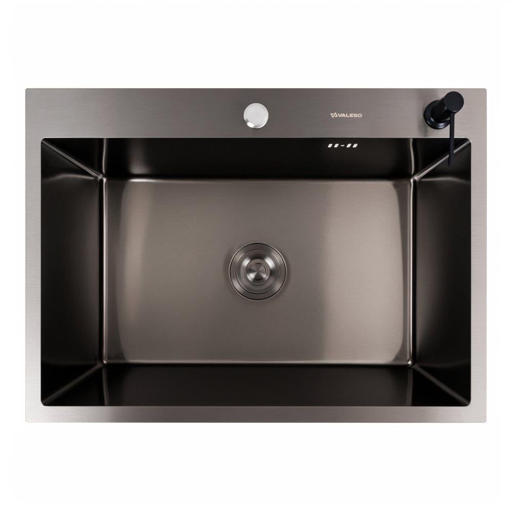 Мийка для кухні Valeso Handmade PVD сифон круглий 3,0/0,8 70х50 см Чорний (24902533)