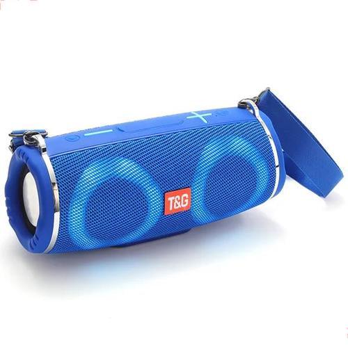 Портативная колонка T&G 642 с RGB подсветкой и ремешком Blue