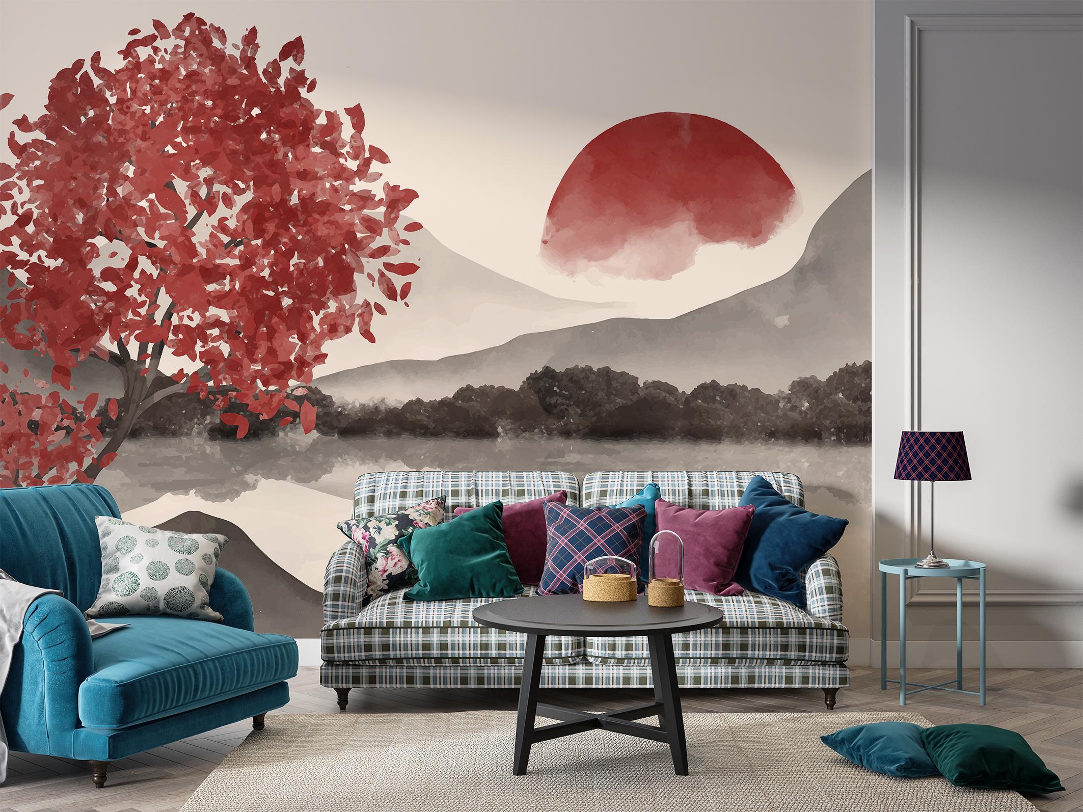 Фотошпалери флізелінові Upstream Японський пейзаж Червоне сонце над озером 368х245 см (S5NTR-109/7) - фото 5 Фотошпалери флізелінові Upstream Японський пейзаж Червоне сонце над озером 368х245 см (S5NTR-109/7) - фото 5