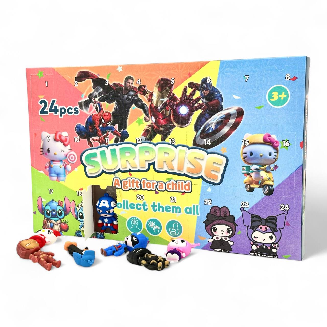 Дитячий адвент-календар Ліло і Стіч/Аніме/Hello Kitty/Куромі/Marvel Сюрприз-асорті з іграшковими фігурками 24 шт. (1000-ZB-452)